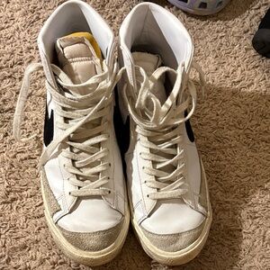 Nike White and Black High-Top Sneakers